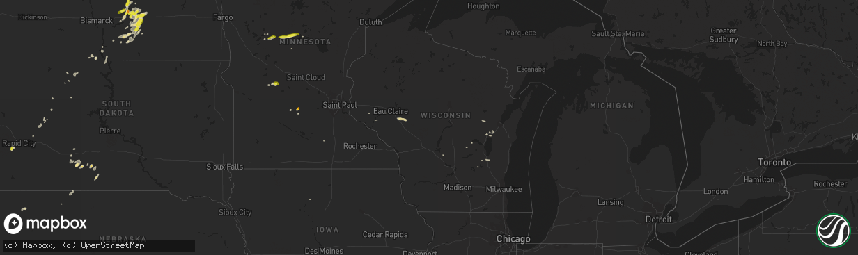 Hail map in Wisconsin on June 2, 2017