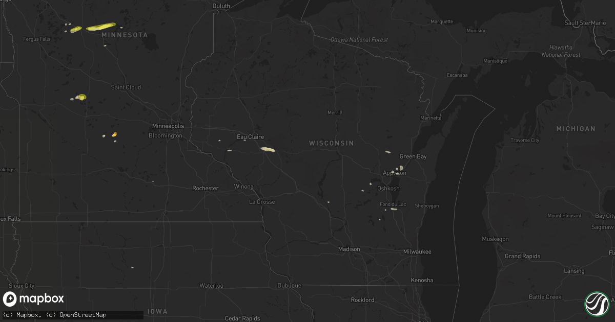 Hail map in Wisconsin on June 2, 2017