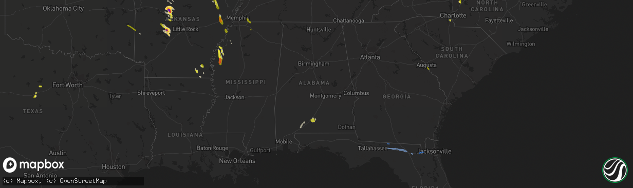 Hail map in Alabama on June 2, 2018