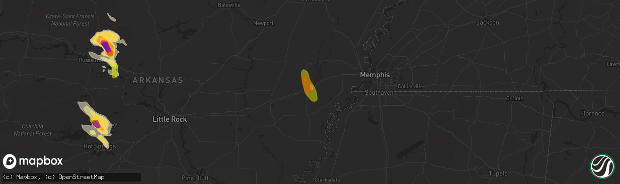 Hail map in Forrest City, AR on June 2, 2018