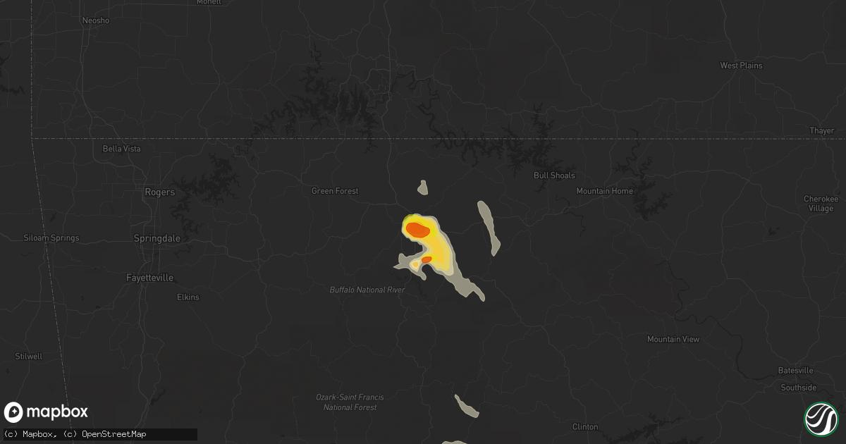 Hail map in Harrison, AR on June 2, 2018
