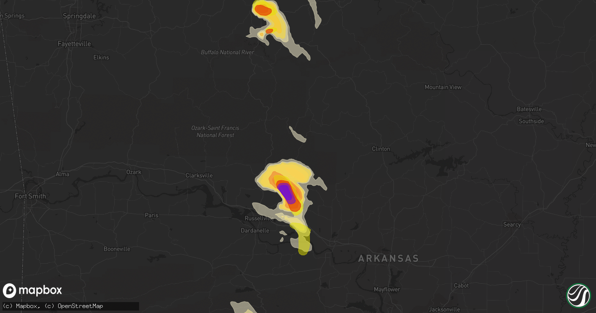 Hail map in Hector, AR on June 2, 2018