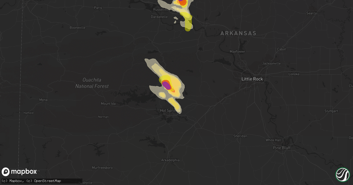 Hail map in Hot Springs Village, AR on June 2, 2018