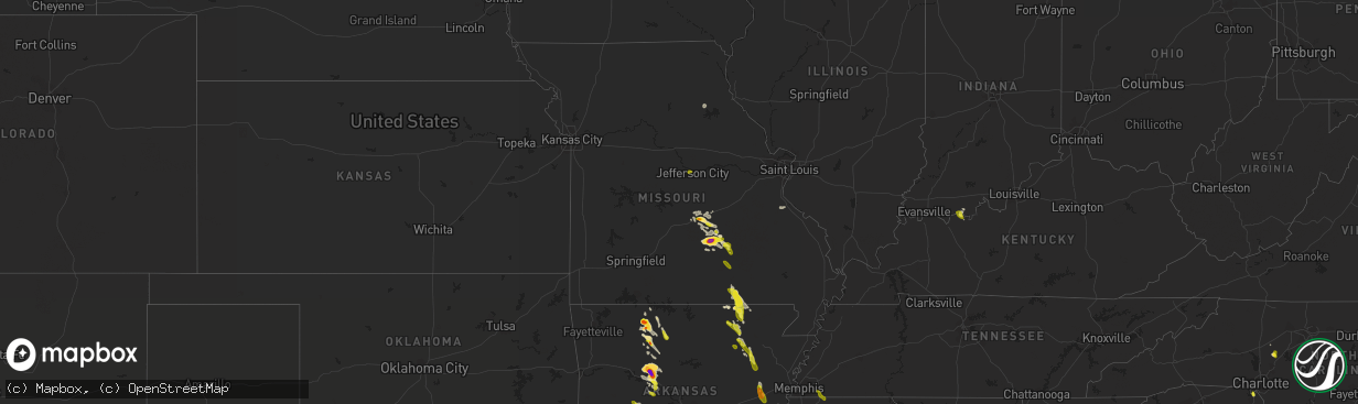 Hail map in Missouri on June 2, 2018