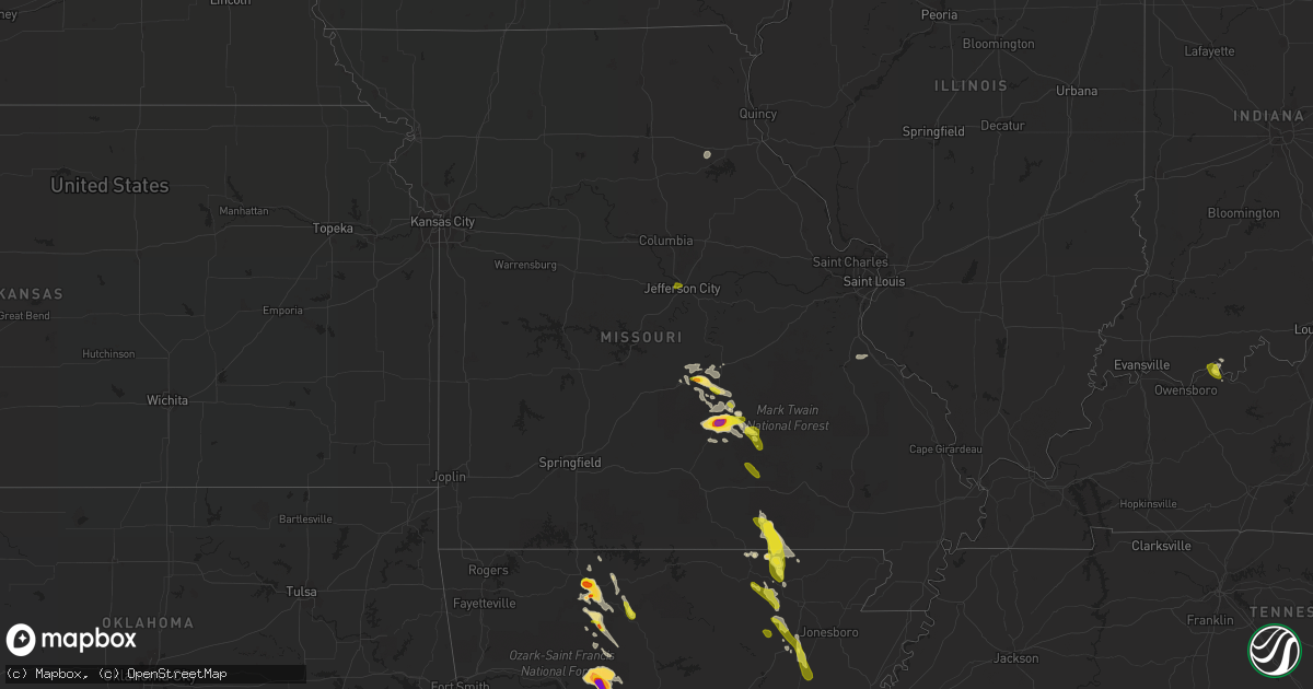 Hail map in Missouri on June 2, 2018