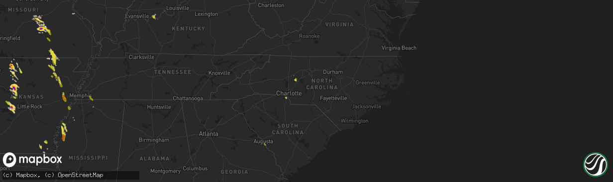 Hail map in North Carolina on June 2, 2018