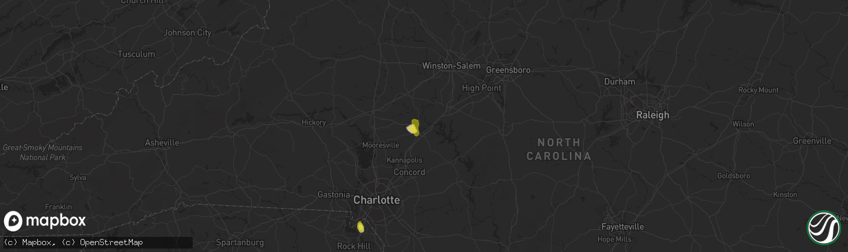 Hail map in Salisbury, NC on June 2, 2018