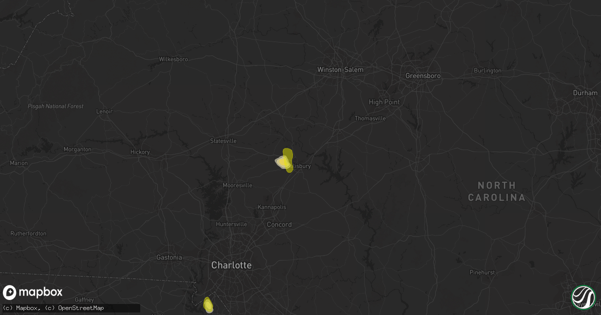 Hail map in Salisbury, NC on June 2, 2018