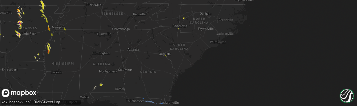 Hail map in South Carolina on June 2, 2018