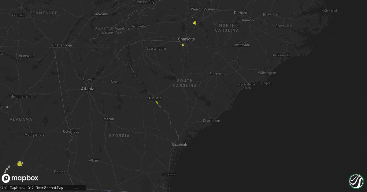 Hail map in South Carolina on June 2, 2018