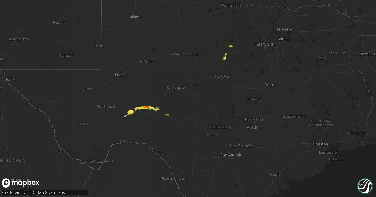 Hail map in Texas on June 2, 2018