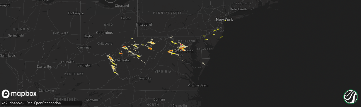 Hail map in Maryland on June 2, 2019