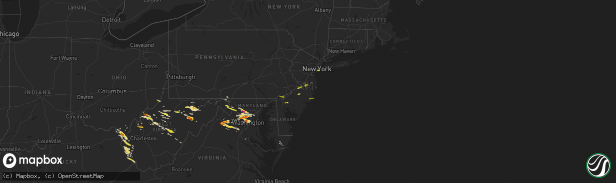 Hail map in New Jersey on June 2, 2019