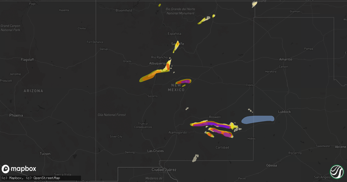 Hail map in New Mexico on June 2, 2019