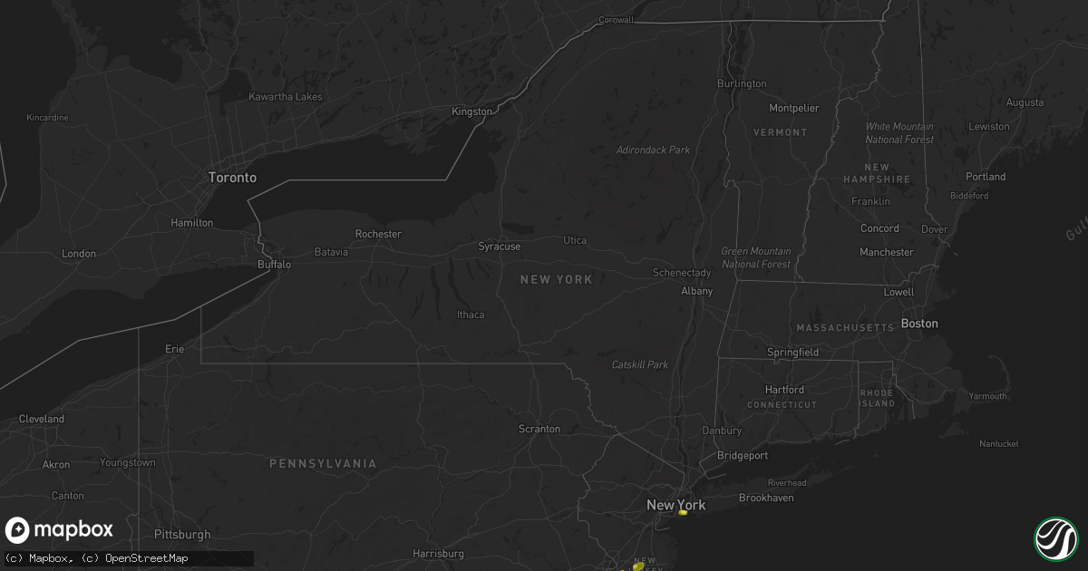 Hail map in New York on June 2, 2019