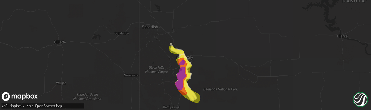 Hail map in Rapid City, SD on June 2, 2019
