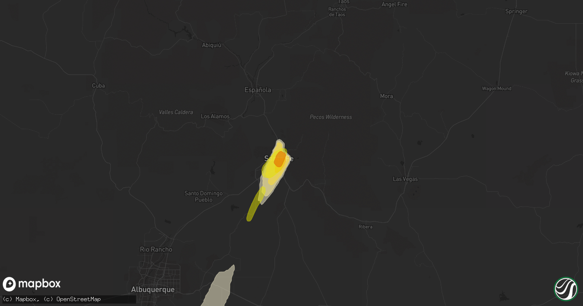 Hail map in Santa Fe, NM on June 2, 2019