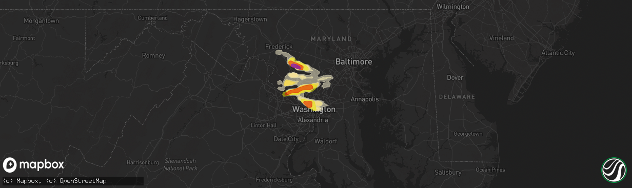 Hail map in Silver Spring, MD on June 2, 2019