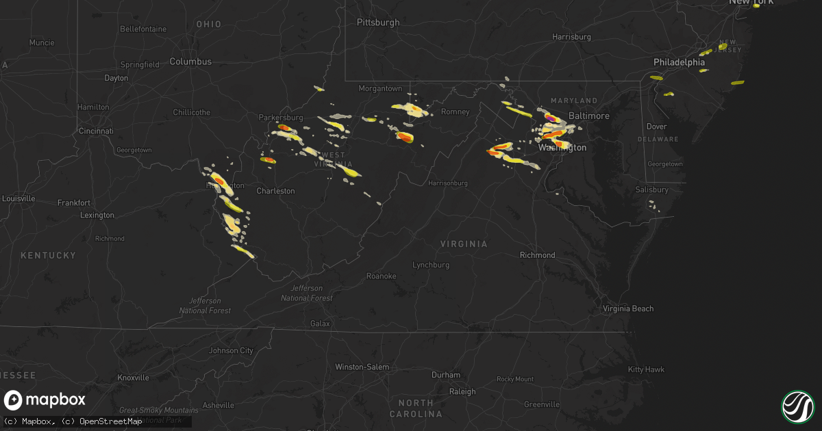 Hail map in Virginia on June 2, 2019