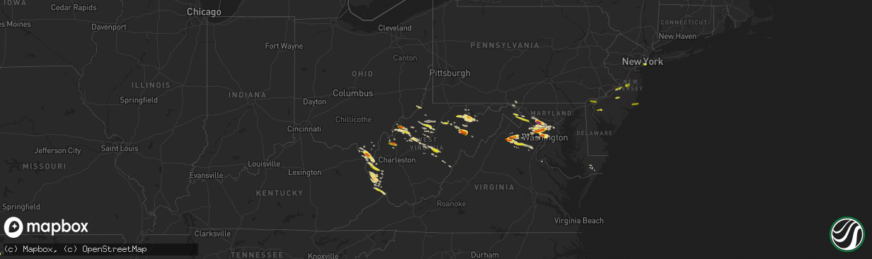 Hail map in West Virginia on June 2, 2019