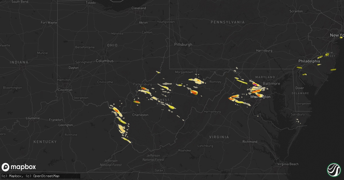 Hail map in West Virginia on June 2, 2019