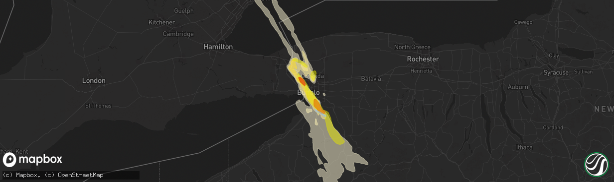 Hail map in Buffalo, NY on June 2, 2020