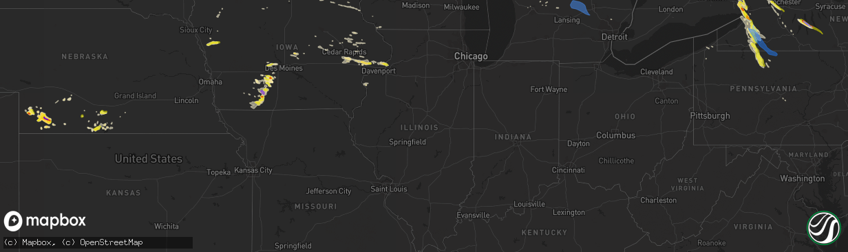 Hail map in Illinois on June 2, 2020