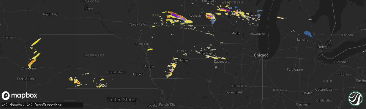 Hail map in Iowa on June 2, 2020