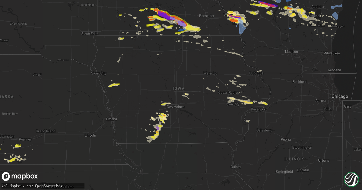 Hail map in Iowa on June 2, 2020