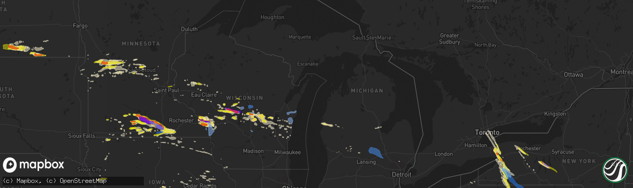 Hail map in Michigan on June 2, 2020