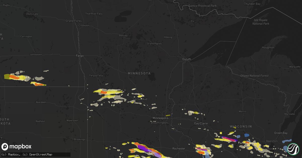 Hail map in Minnesota on June 2, 2020