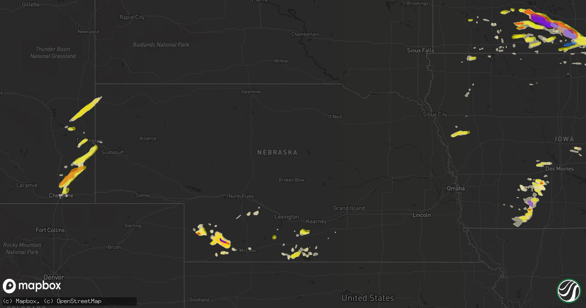 Hail map in Nebraska on June 2, 2020