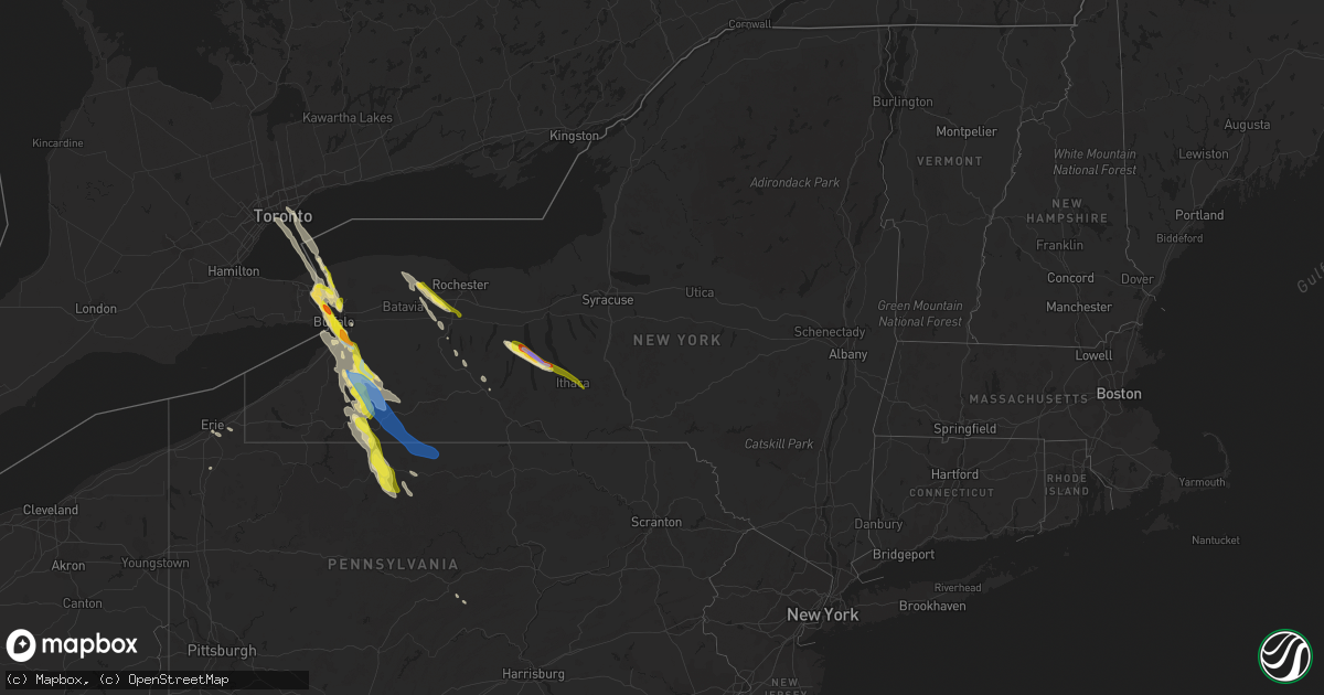 Hail map in New York on June 2, 2020