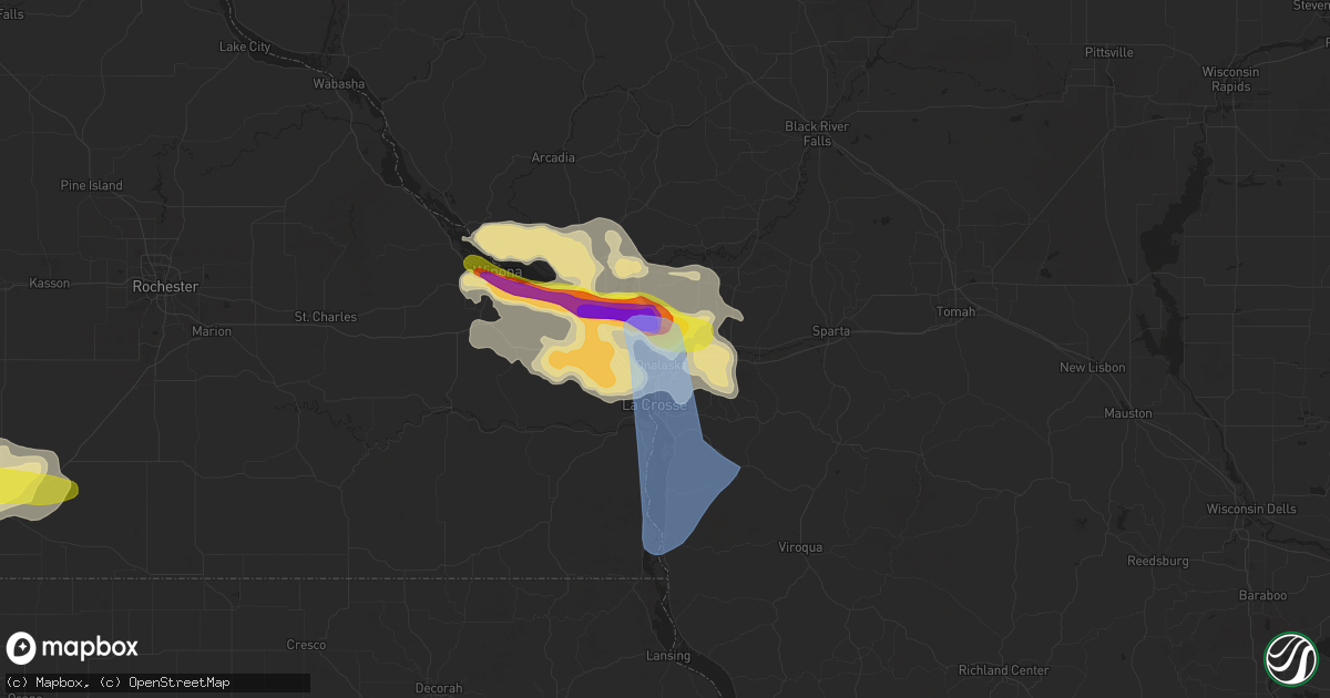 Hail map in Onalaska, WI on June 2, 2020