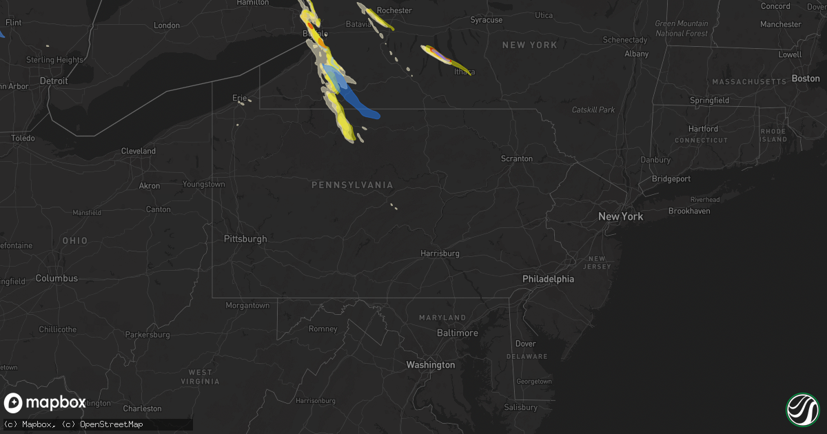 Hail map in Pennsylvania on June 2, 2020