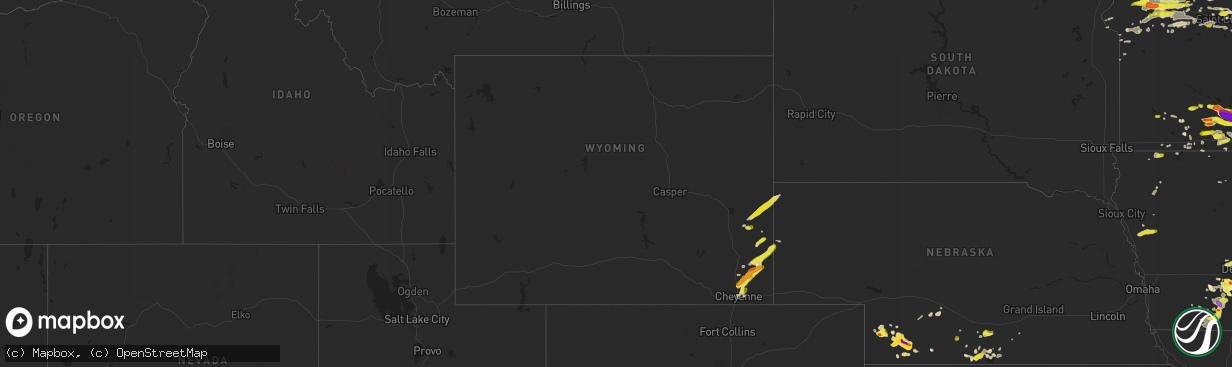 Hail map in Wyoming on June 2, 2020