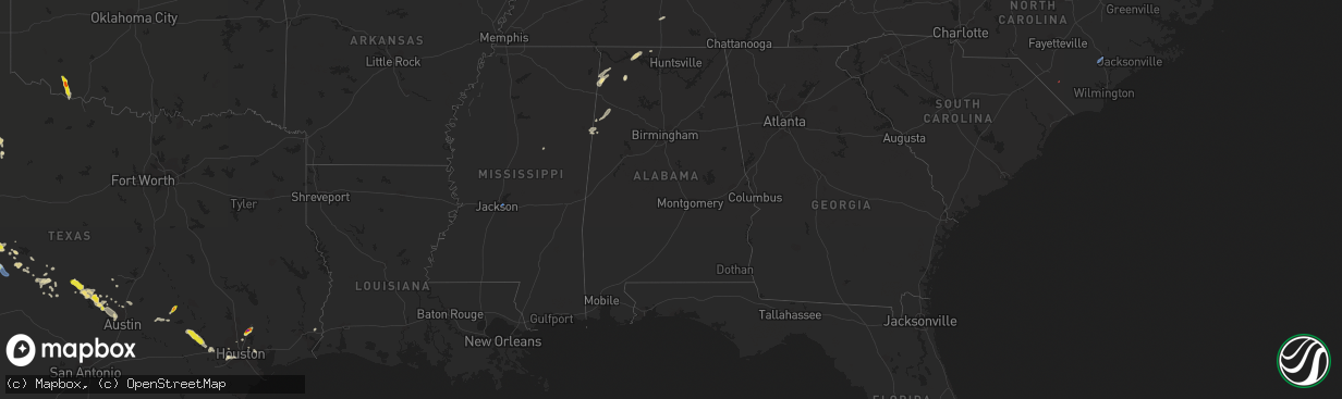 Hail map in Alabama on June 2, 2021