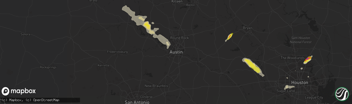 Hail map in Austin, TX on June 2, 2021