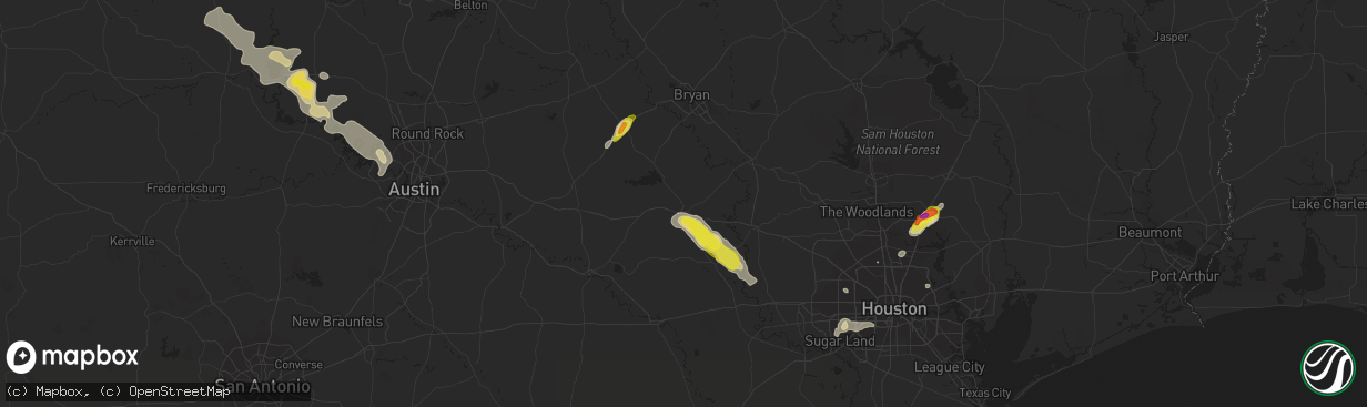 Hail map in Brenham, TX on June 2, 2021