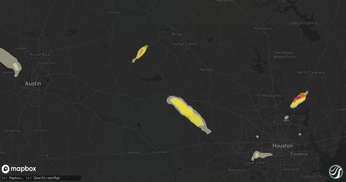 Hail map in Brenham, TX on June 2, 2021