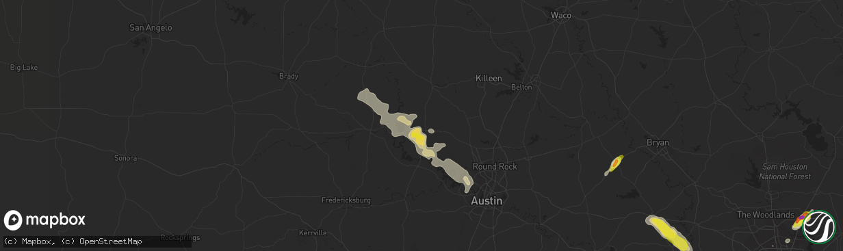 Hail map in Burnet, TX on June 2, 2021
