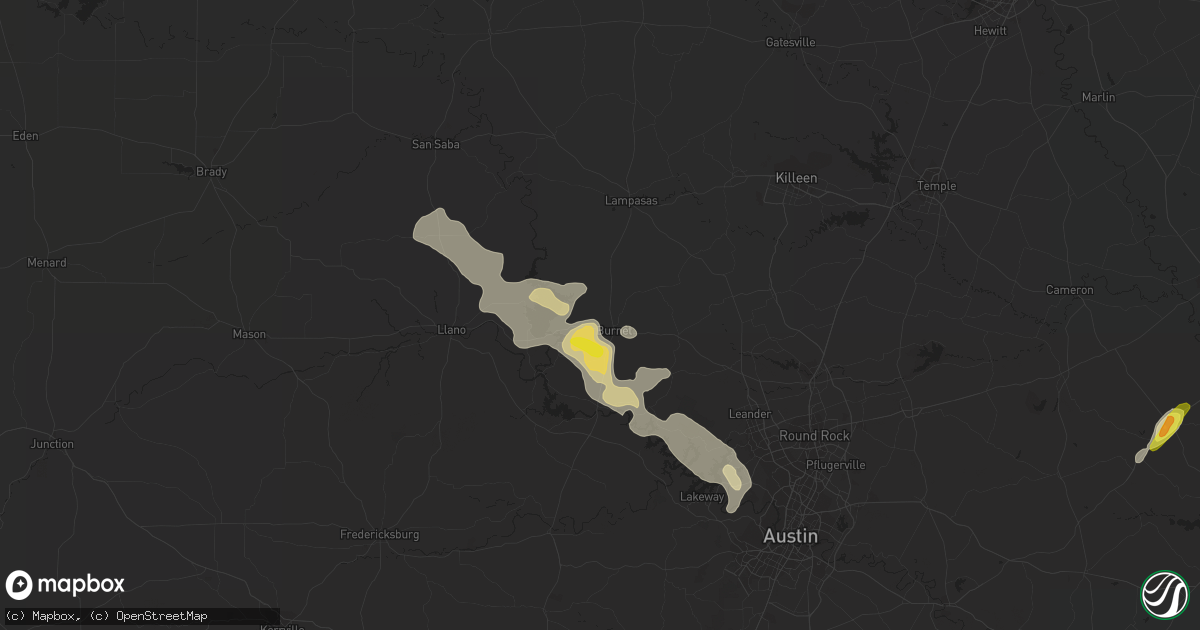 Hail map in Burnet, TX on June 2, 2021