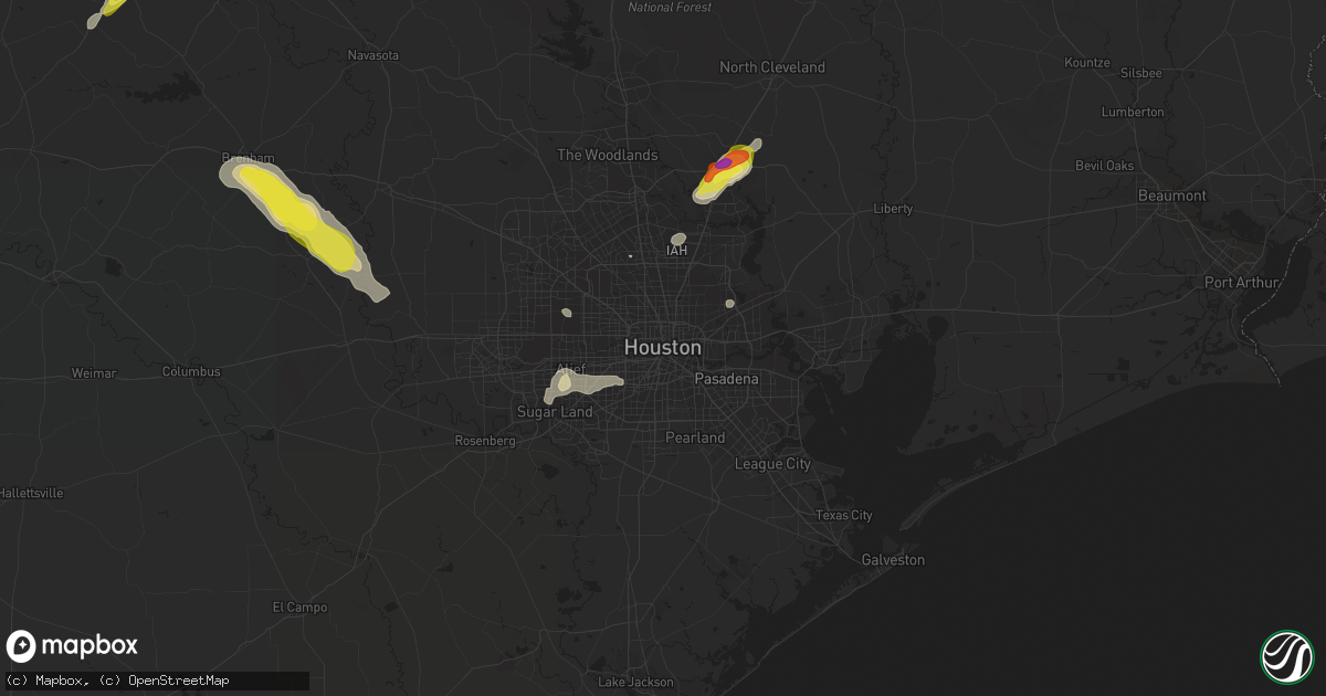 Hail map in Houston, TX on June 2, 2021
