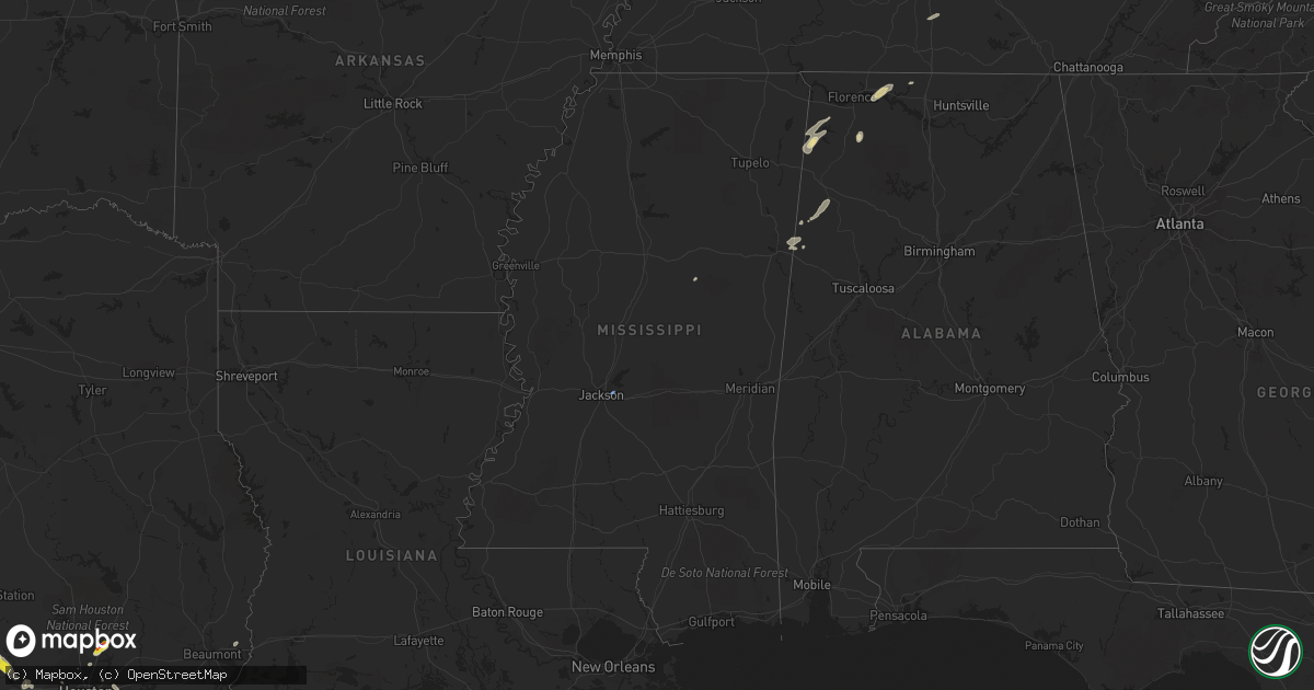 Hail map in Mississippi on June 2, 2021