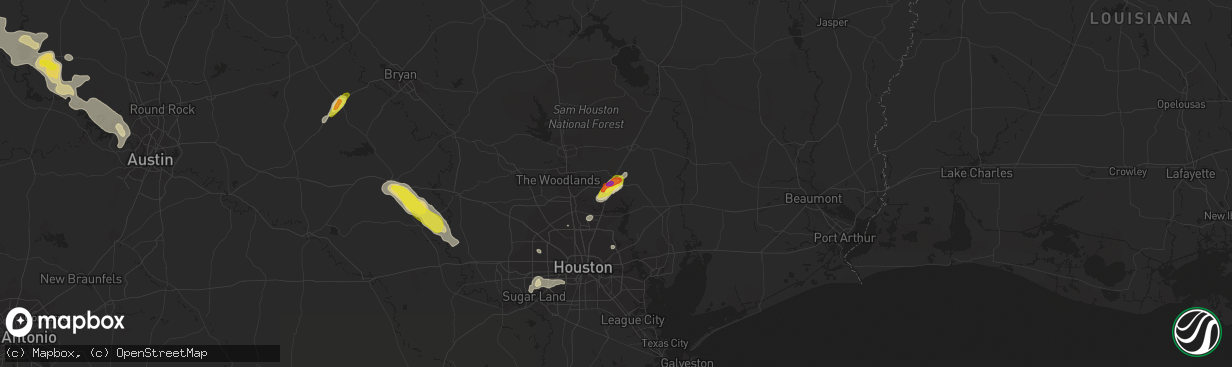 Hail map in New Caney, TX on June 2, 2021