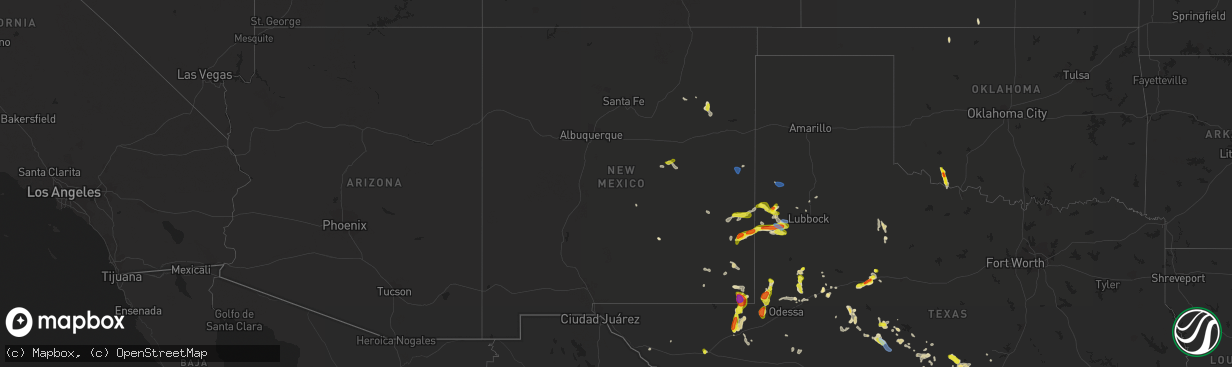 Hail map in New Mexico on June 2, 2021