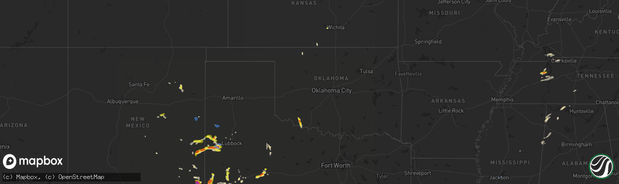 Hail map in Oklahoma on June 2, 2021