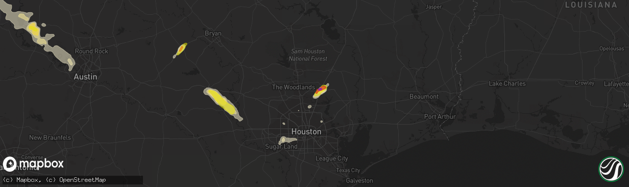Hail map in Porter, TX on June 2, 2021