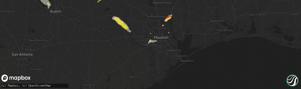 Hail map in Sugar Land, TX on June 2, 2021