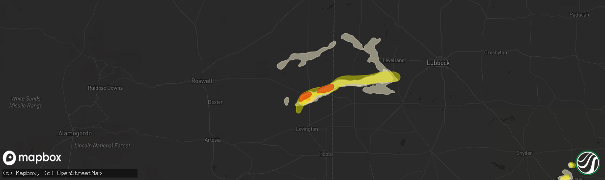 Hail map in Tatum, NM on June 2, 2021